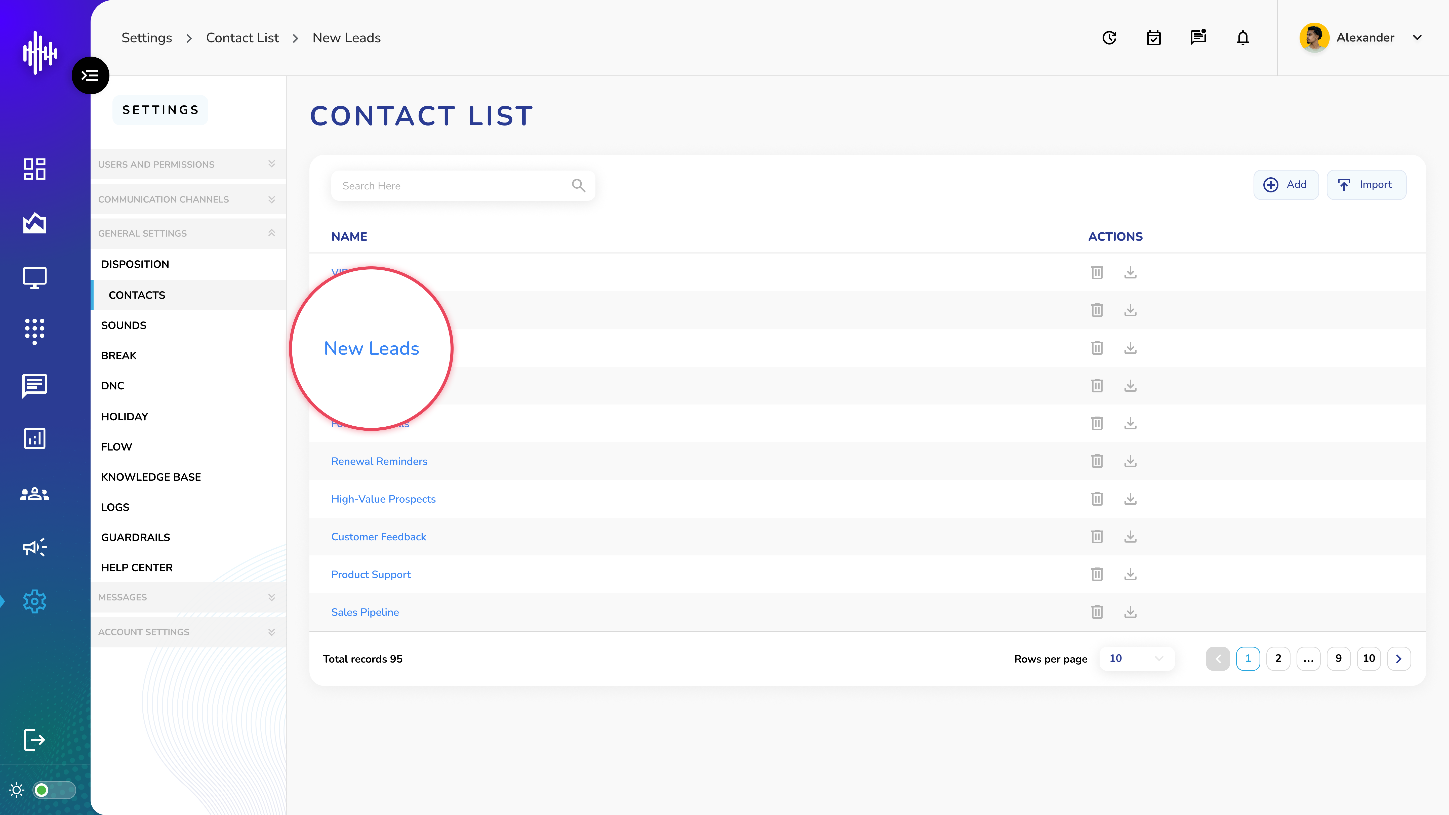 Settings-Contact